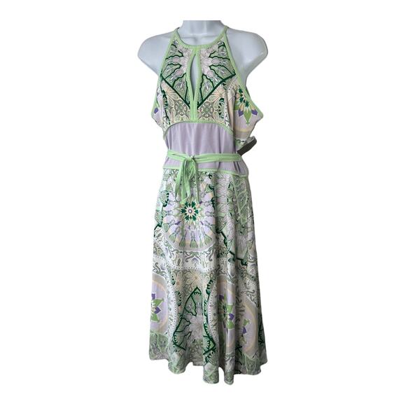 eva mendes for New York & Company Dresses & Skirts - Eva Mendes Green & Purple Floral Sleeveless Midi Dress Women's 4 NEW